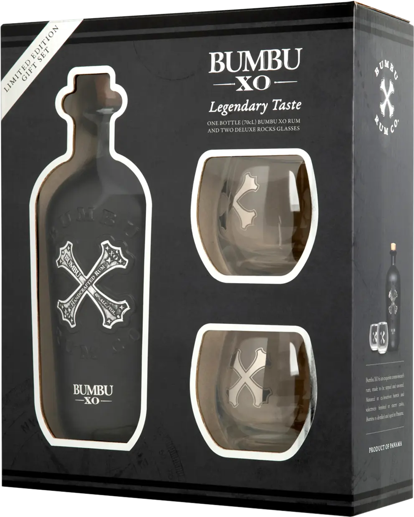 Bumbu X.O. Rum with Glasses