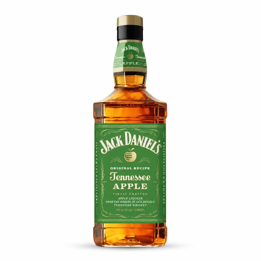 Jack Daniel's Tennessee Apple Liqueur Whiskey with Glasses