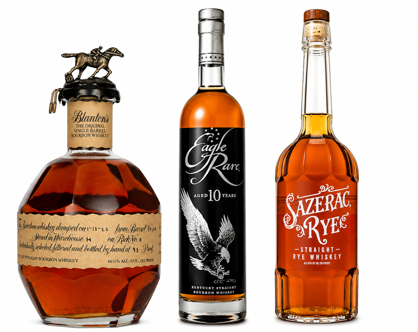 Blanton’s Single Barrel, Eagle Rare, & Sazerac Rye Whiskey