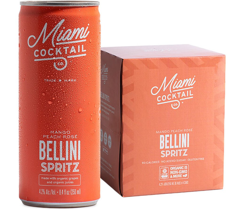 Miami Cocktail Mango Peach Rosé Bellini Spritz 4-Pack