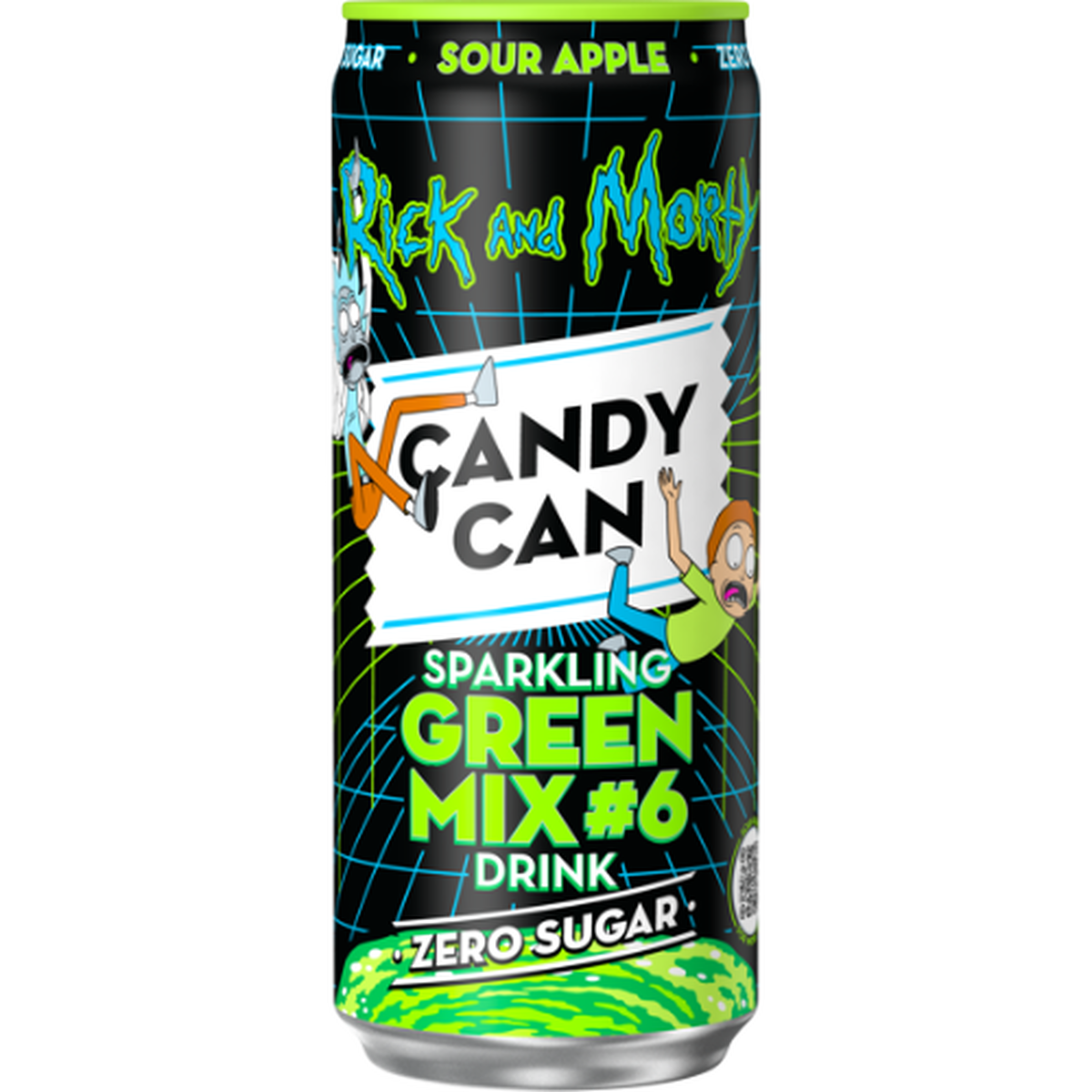 Rick and Monty Sparkling Green Candy Can - Zero Sugar
